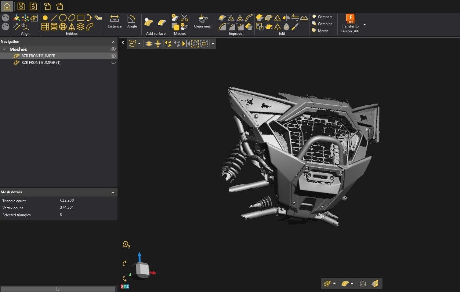 Polaris RZR front bumper 3d scan