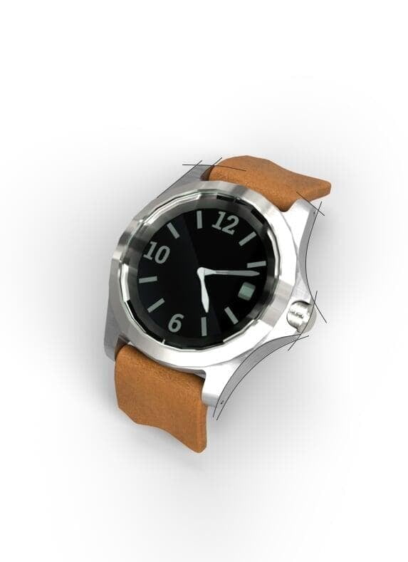 44mm field watch design on leather strap